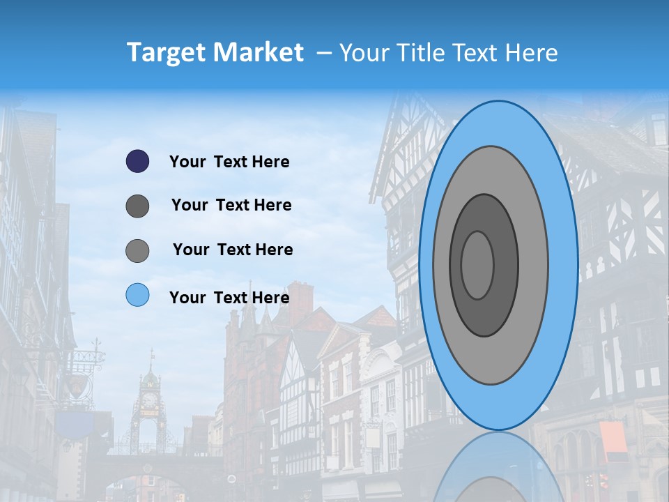 A City Street With Old Buildings And A Blue Sky PowerPoint Template