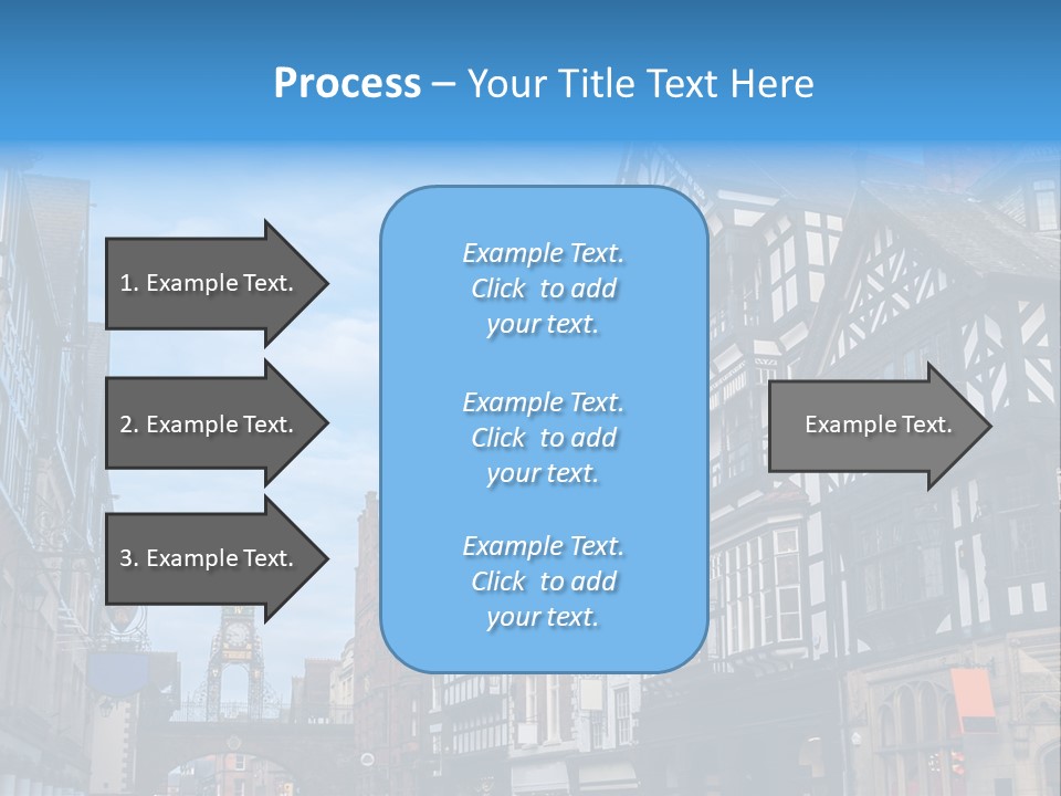 A City Street With Old Buildings And A Blue Sky PowerPoint Template