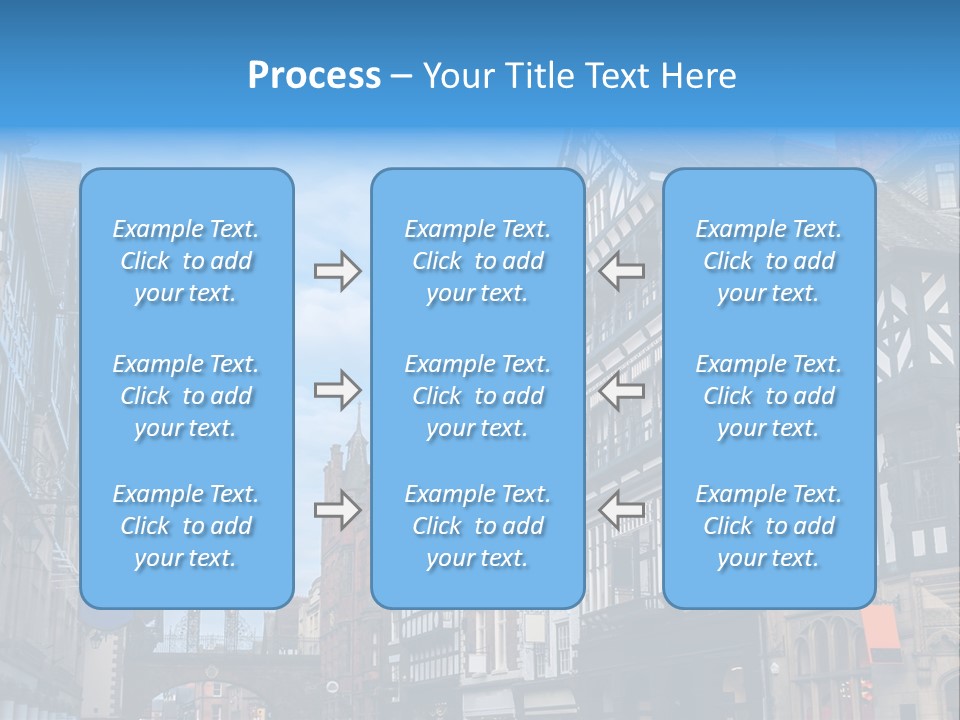 A City Street With Old Buildings And A Blue Sky PowerPoint Template