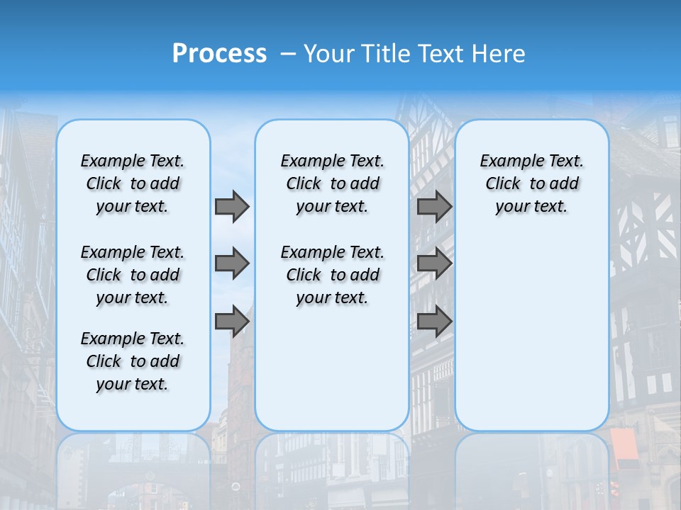 A City Street With Old Buildings And A Blue Sky PowerPoint Template
