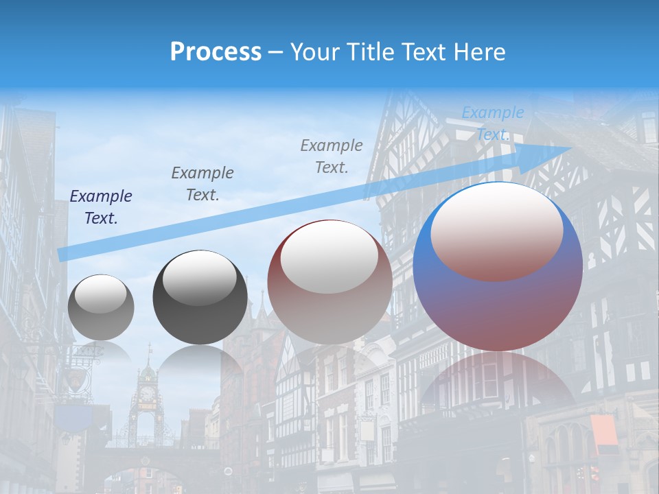 A City Street With Old Buildings And A Blue Sky PowerPoint Template