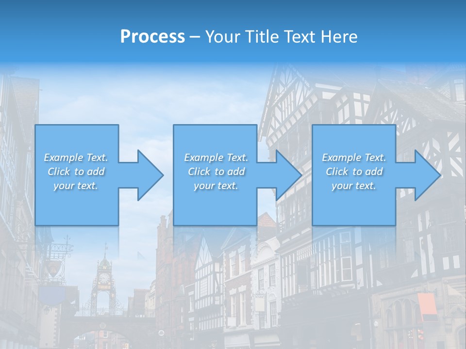 A City Street With Old Buildings And A Blue Sky PowerPoint Template