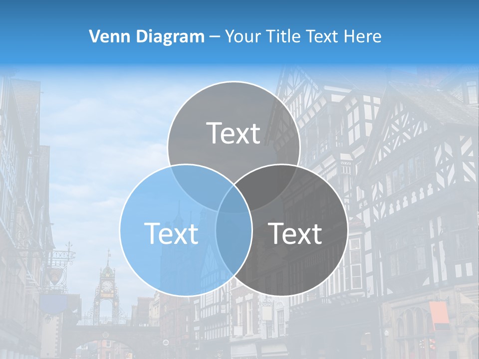 A City Street With Old Buildings And A Blue Sky PowerPoint Template