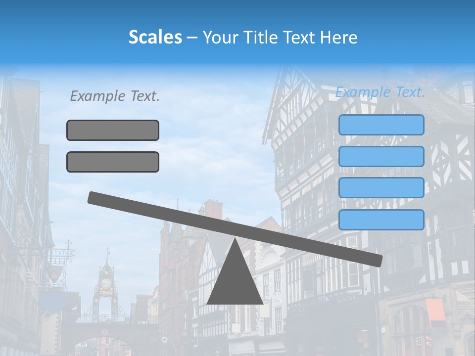 A City Street With Old Buildings And A Blue Sky PowerPoint Template