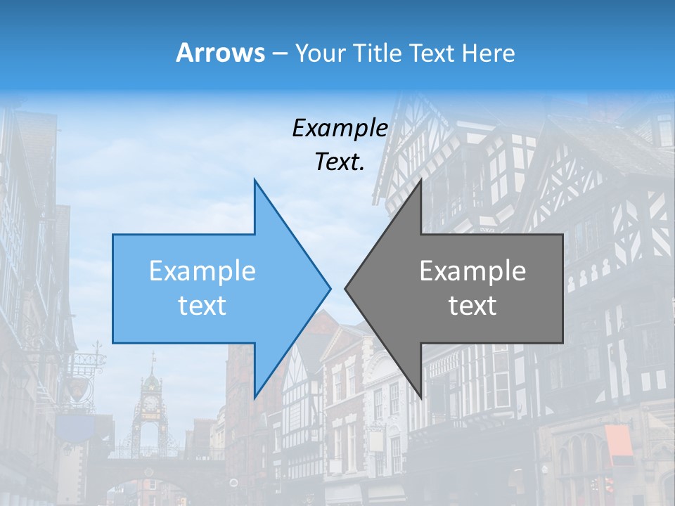 A City Street With Old Buildings And A Blue Sky PowerPoint Template