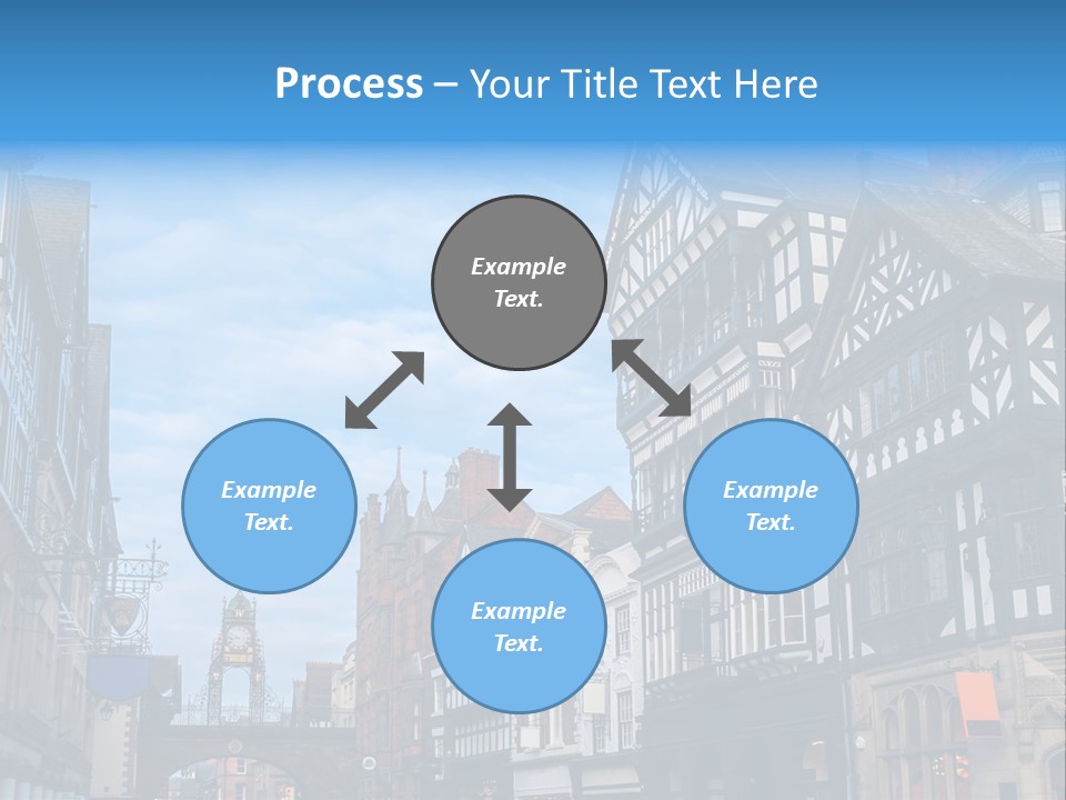 A City Street With Old Buildings And A Blue Sky PowerPoint Template