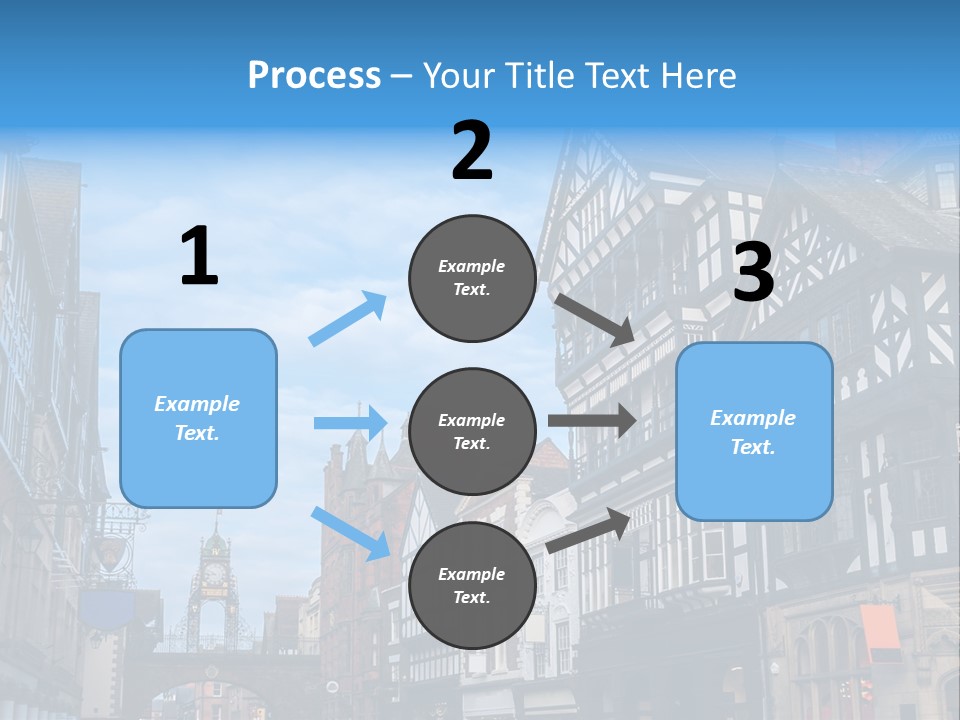A City Street With Old Buildings And A Blue Sky PowerPoint Template