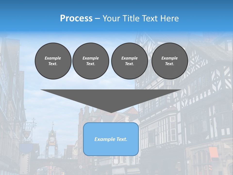 A City Street With Old Buildings And A Blue Sky PowerPoint Template