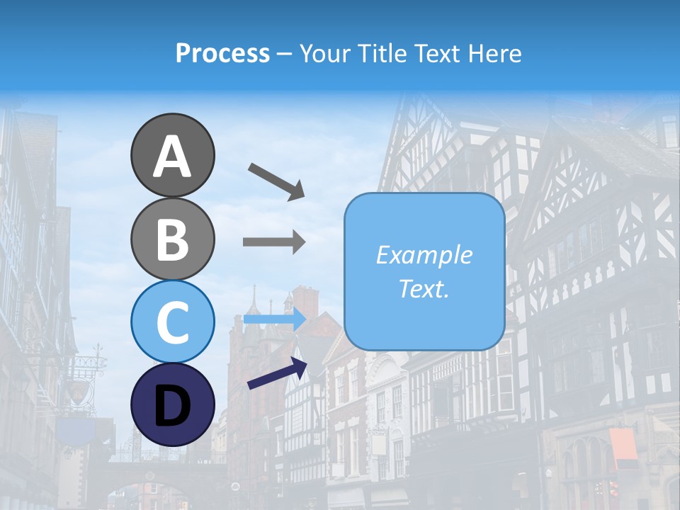 A City Street With Old Buildings And A Blue Sky PowerPoint Template