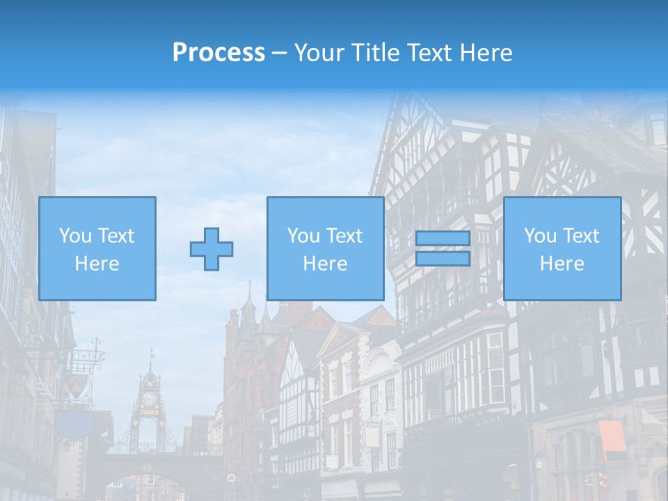 A City Street With Old Buildings And A Blue Sky PowerPoint Template