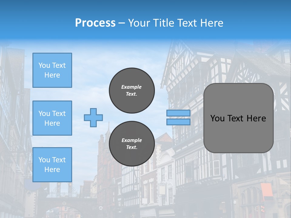 A City Street With Old Buildings And A Blue Sky PowerPoint Template