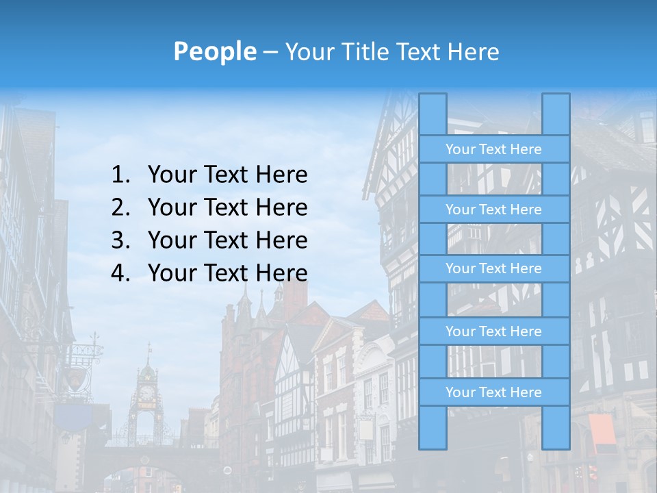 A City Street With Old Buildings And A Blue Sky PowerPoint Template