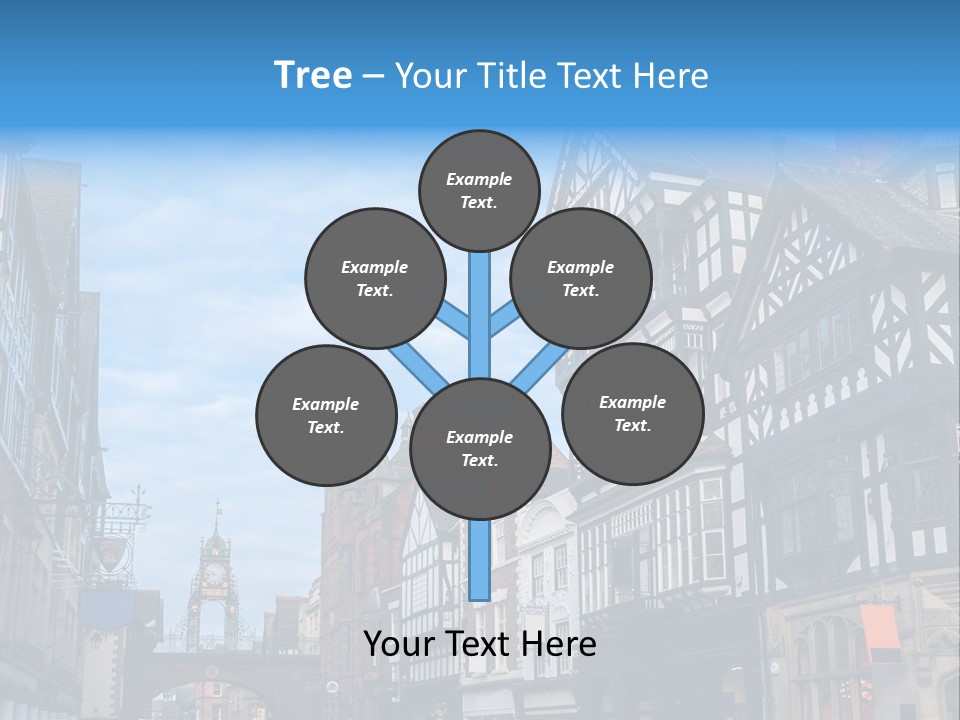 A City Street With Old Buildings And A Blue Sky PowerPoint Template