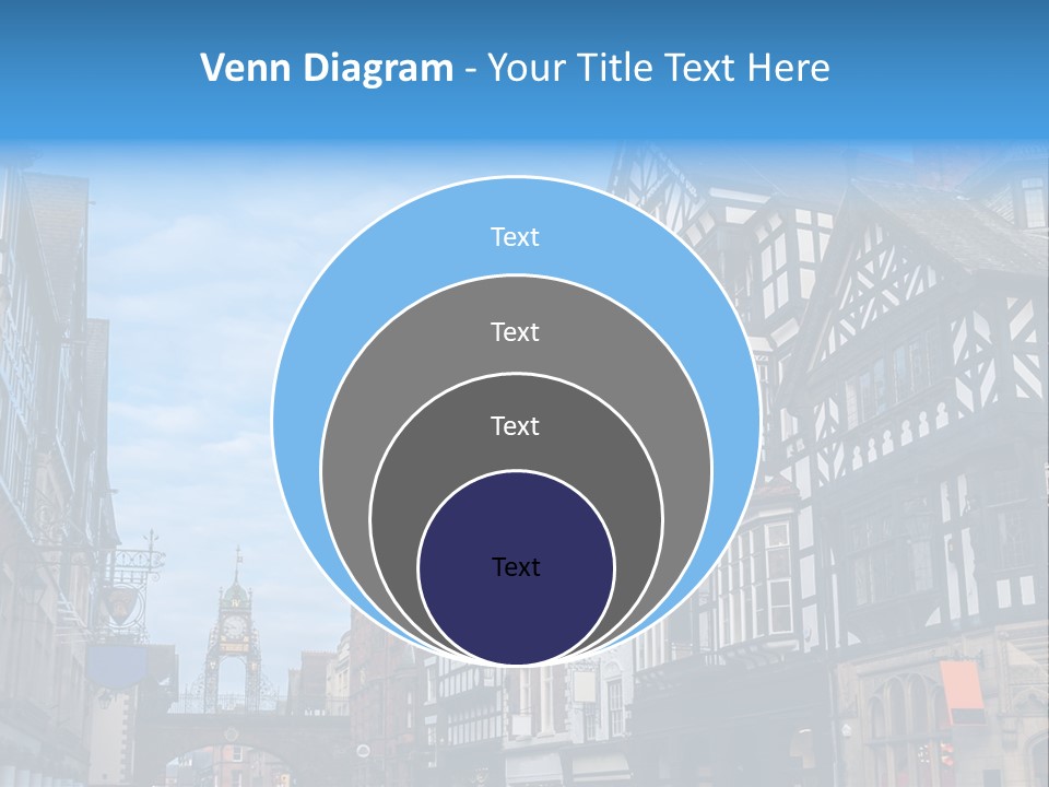A City Street With Old Buildings And A Blue Sky PowerPoint Template