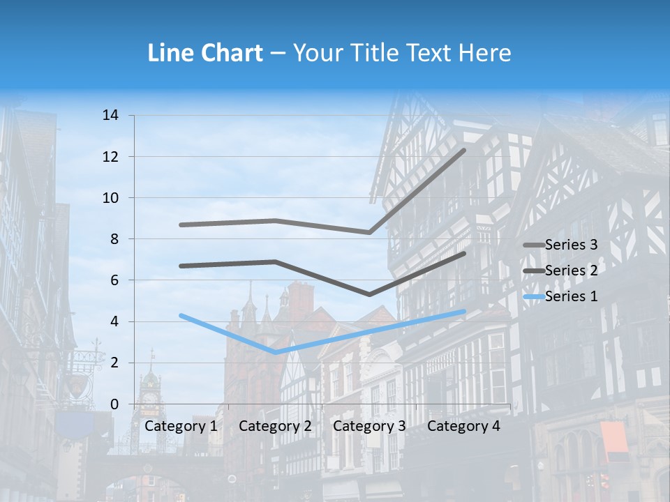 A City Street With Old Buildings And A Blue Sky PowerPoint Template