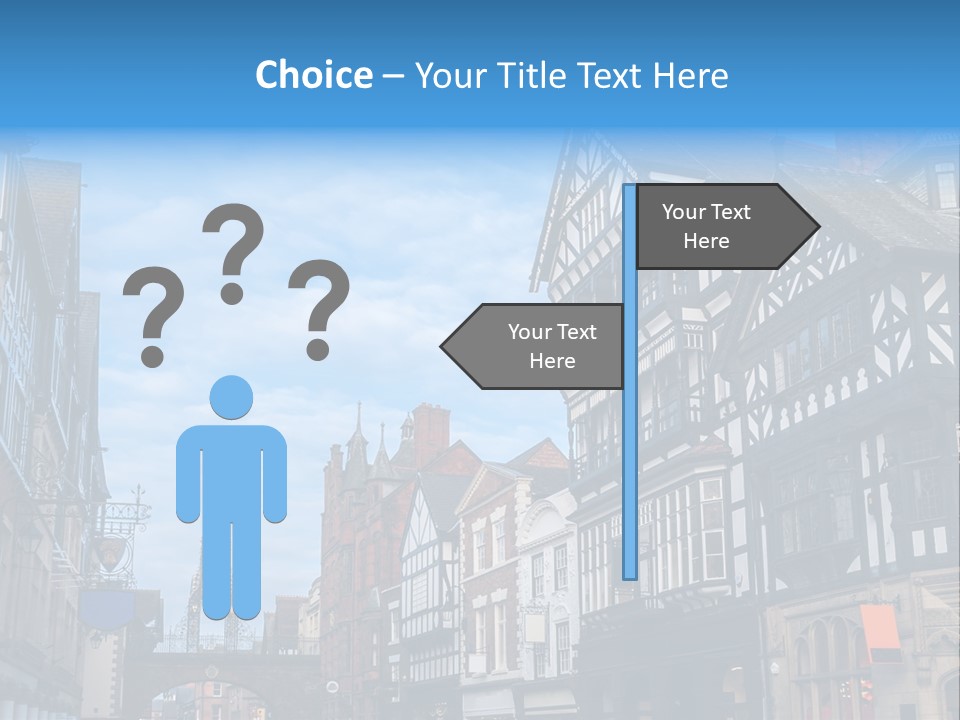 A City Street With Old Buildings And A Blue Sky PowerPoint Template