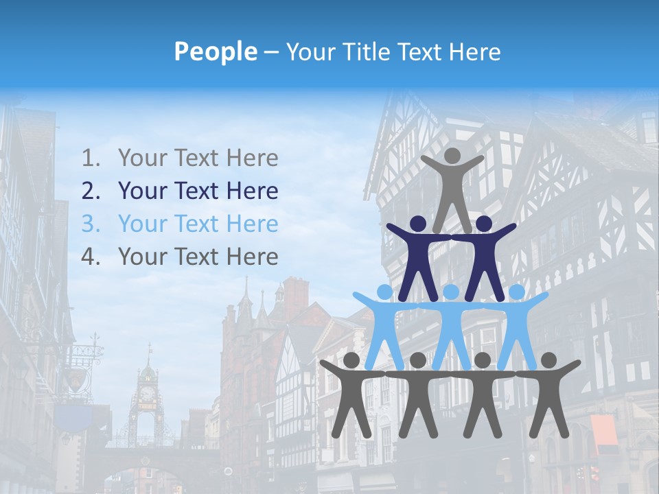 A City Street With Old Buildings And A Blue Sky PowerPoint Template