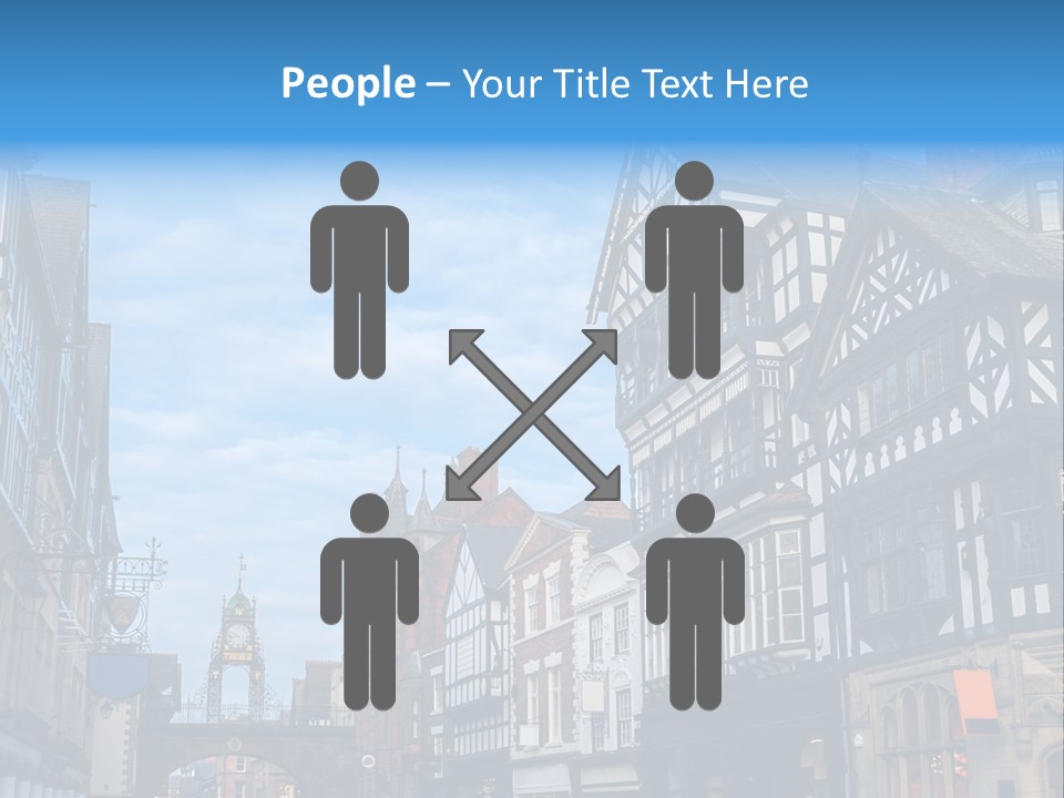 A City Street With Old Buildings And A Blue Sky PowerPoint Template