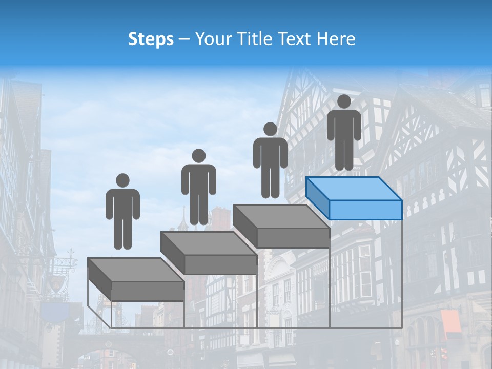 A City Street With Old Buildings And A Blue Sky PowerPoint Template
