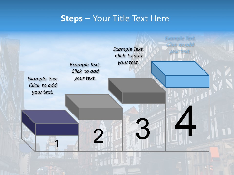A City Street With Old Buildings And A Blue Sky PowerPoint Template
