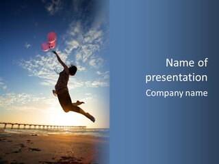 A Person Jumping In The Air With A Frisbee PowerPoint Template