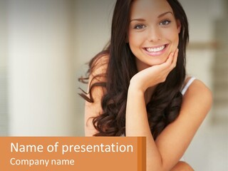 A Beautiful Woman Sitting On The Floor With Her Hand On Her Chin PowerPoint Template