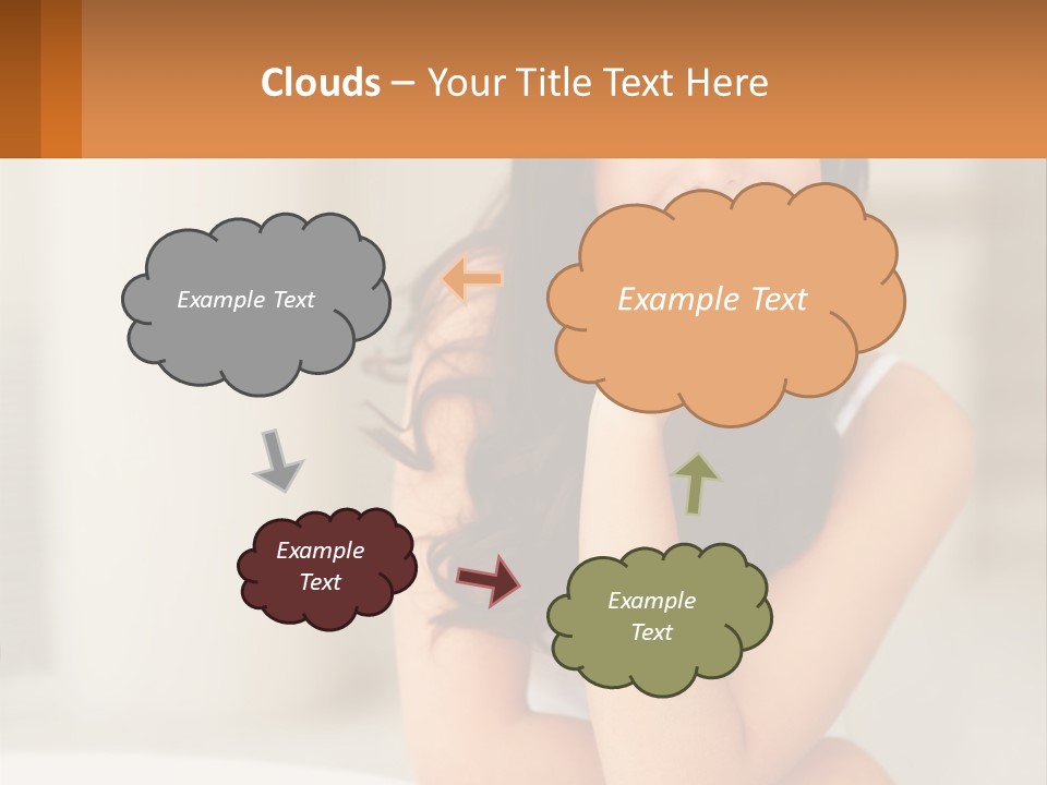 A Beautiful Woman Sitting On The Floor With Her Hand On Her Chin PowerPoint Template