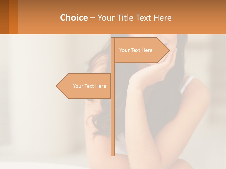 A Beautiful Woman Sitting On The Floor With Her Hand On Her Chin PowerPoint Template