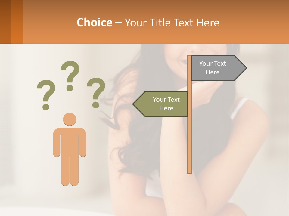 A Beautiful Woman Sitting On The Floor With Her Hand On Her Chin PowerPoint Template