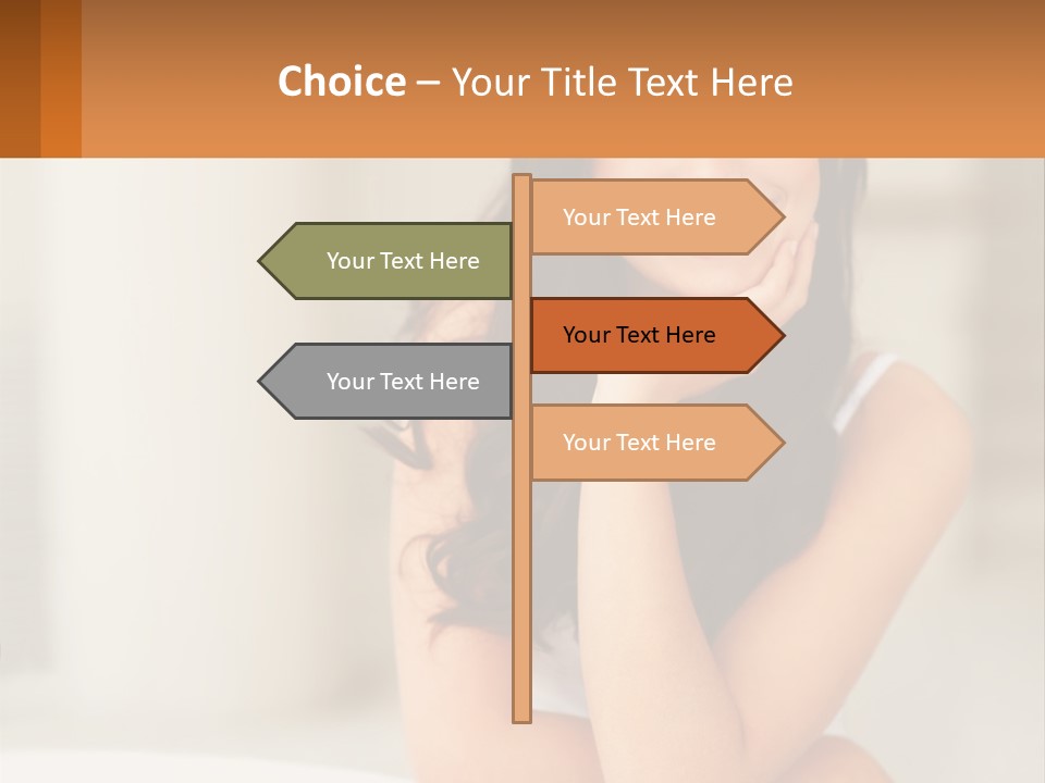 A Beautiful Woman Sitting On The Floor With Her Hand On Her Chin PowerPoint Template