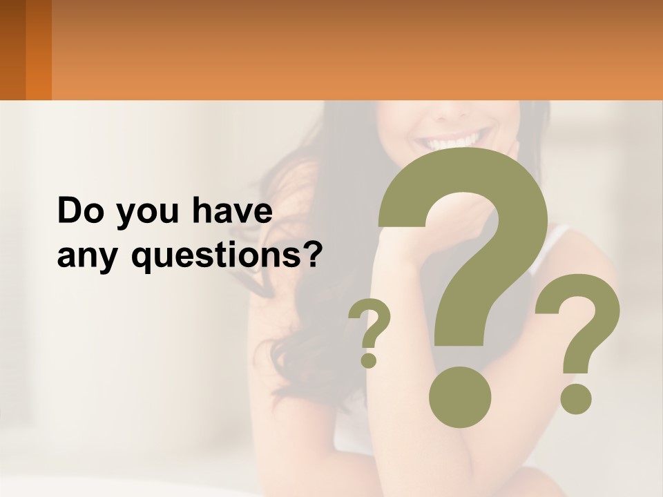 A Beautiful Woman Sitting On The Floor With Her Hand On Her Chin PowerPoint Template