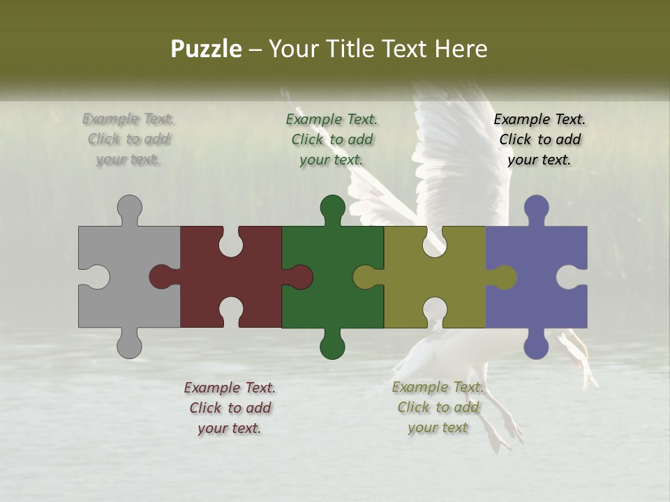 A White Bird Flying Over A Body Of Water PowerPoint Template