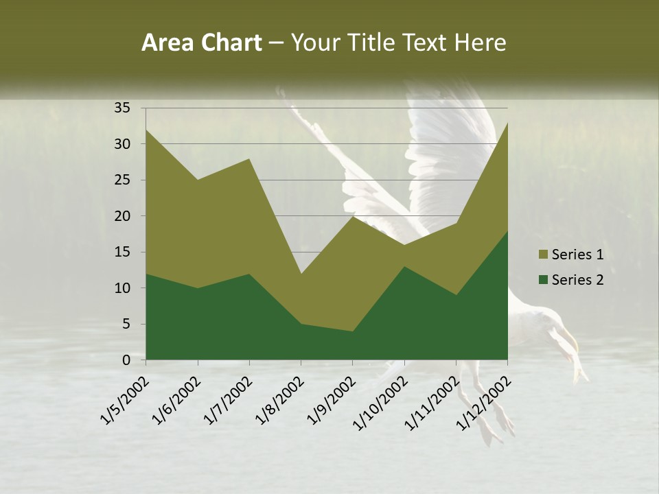 A White Bird Flying Over A Body Of Water PowerPoint Template