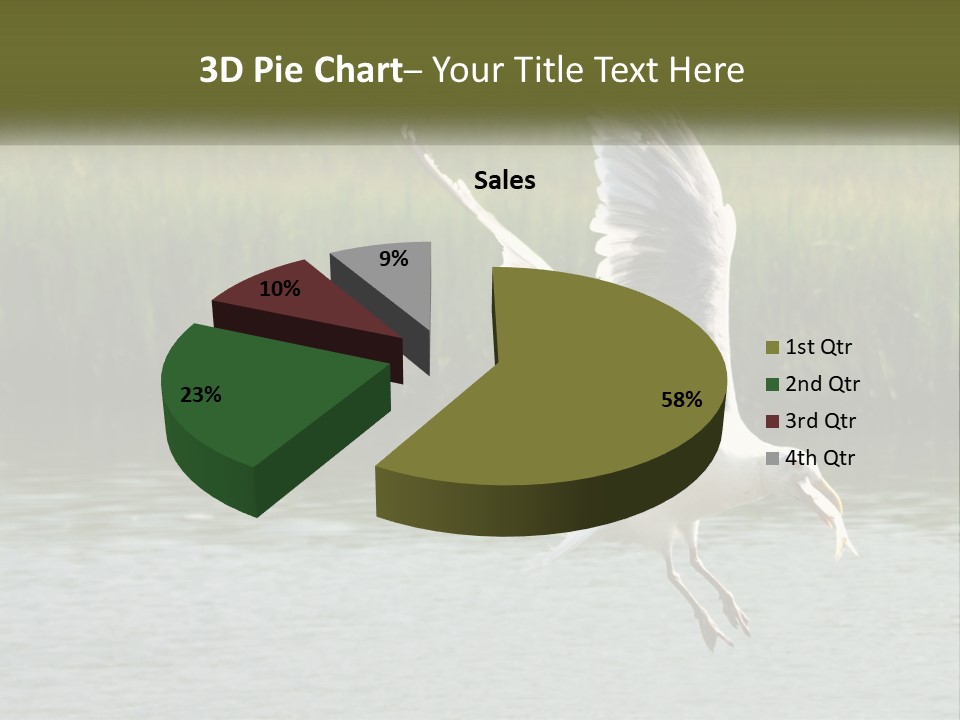 A White Bird Flying Over A Body Of Water PowerPoint Template