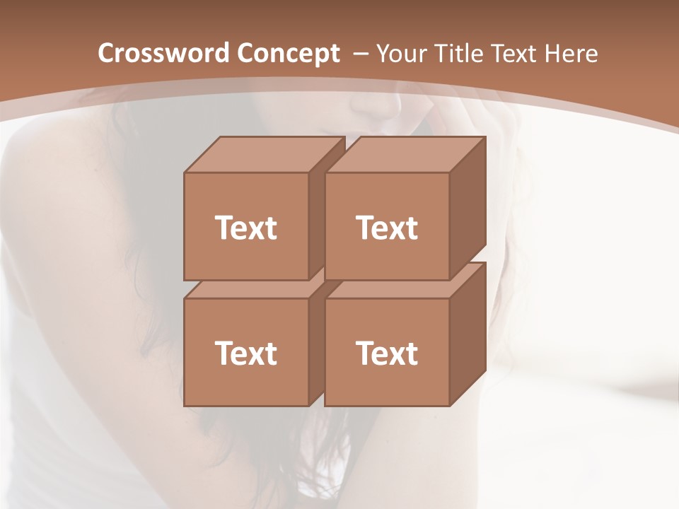 A Woman Sitting On A Bed With Her Hand On Her Head PowerPoint Template