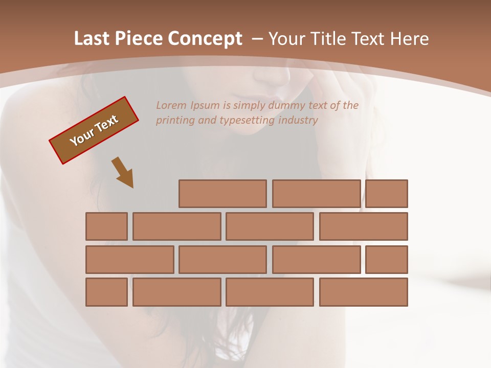 A Woman Sitting On A Bed With Her Hand On Her Head PowerPoint Template