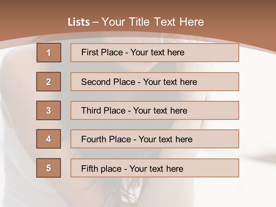 A Woman Sitting On A Bed With Her Hand On Her Head PowerPoint Template