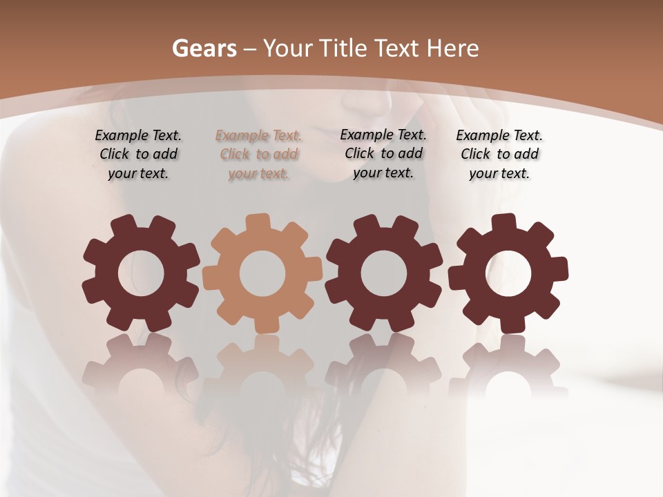 A Woman Sitting On A Bed With Her Hand On Her Head PowerPoint Template