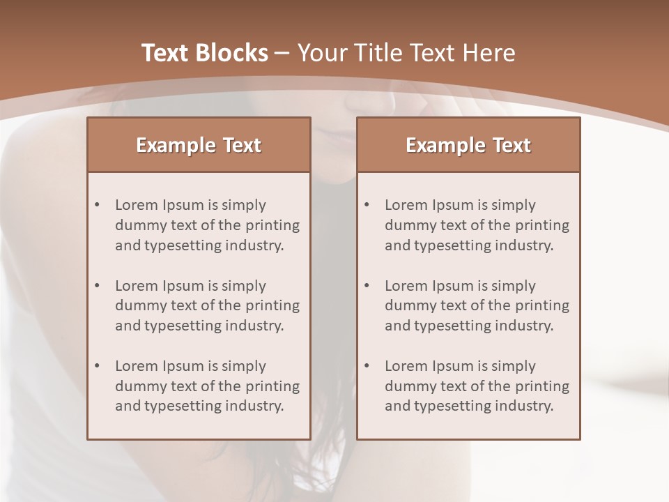 A Woman Sitting On A Bed With Her Hand On Her Head PowerPoint Template