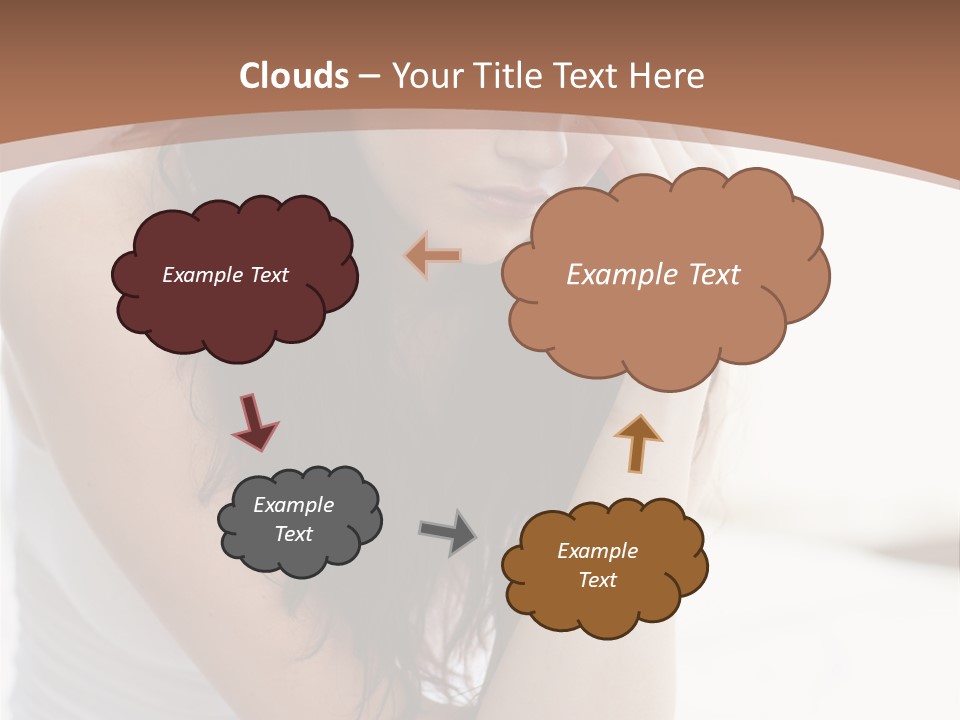 A Woman Sitting On A Bed With Her Hand On Her Head PowerPoint Template