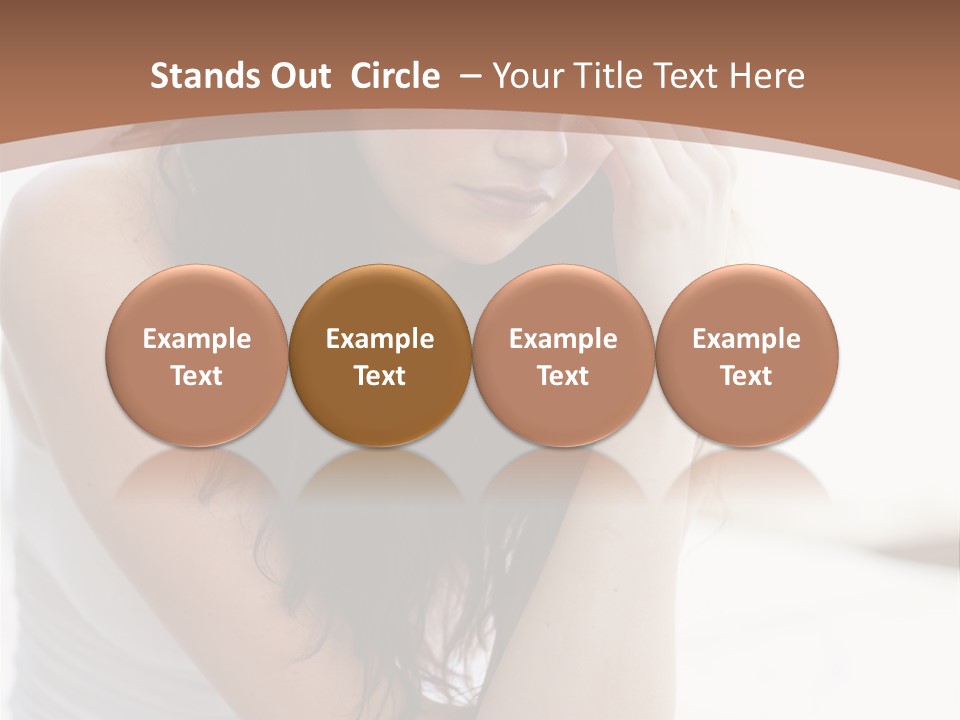 A Woman Sitting On A Bed With Her Hand On Her Head PowerPoint Template