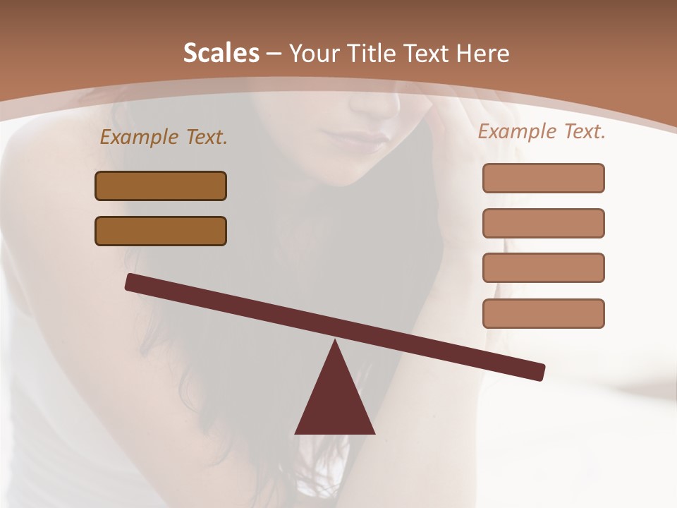 A Woman Sitting On A Bed With Her Hand On Her Head PowerPoint Template