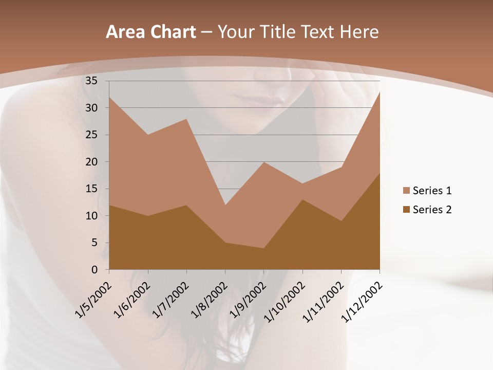 A Woman Sitting On A Bed With Her Hand On Her Head PowerPoint Template