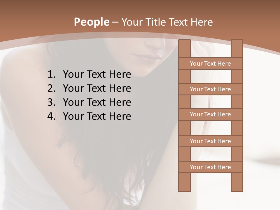 A Woman Sitting On A Bed With Her Hand On Her Head PowerPoint Template