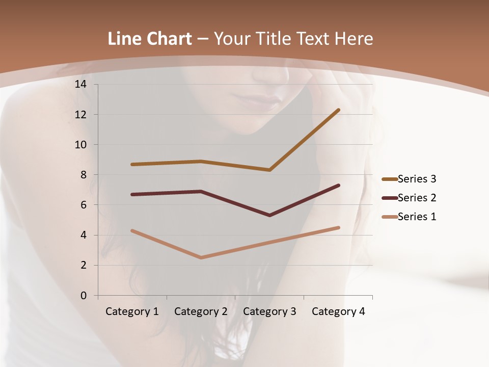 A Woman Sitting On A Bed With Her Hand On Her Head PowerPoint Template