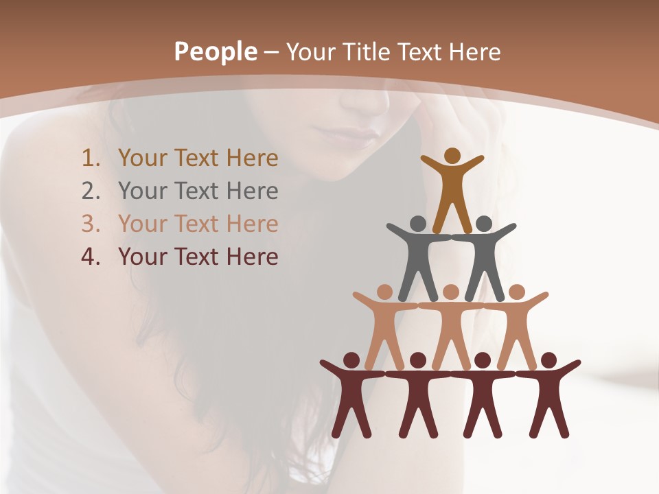 A Woman Sitting On A Bed With Her Hand On Her Head PowerPoint Template