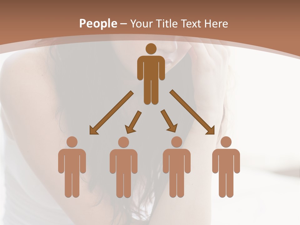 A Woman Sitting On A Bed With Her Hand On Her Head PowerPoint Template