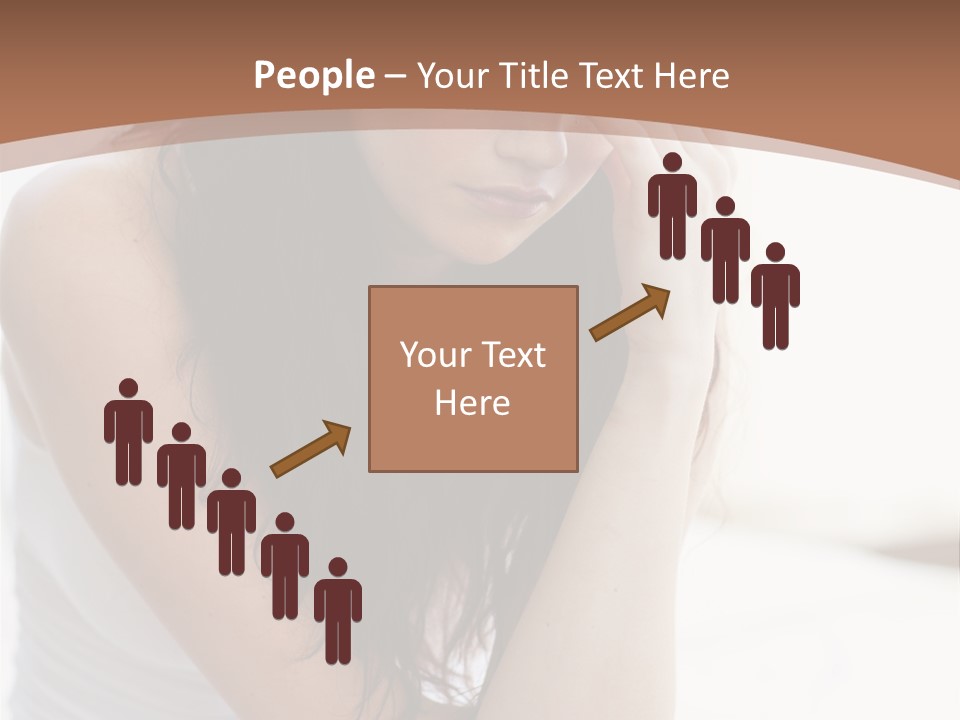 A Woman Sitting On A Bed With Her Hand On Her Head PowerPoint Template