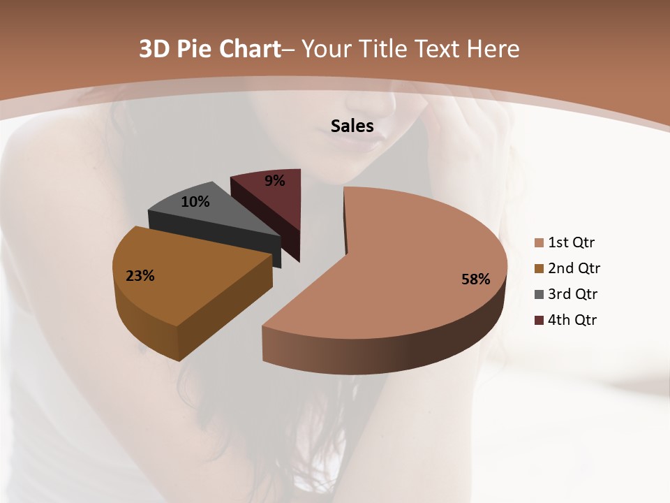 A Woman Sitting On A Bed With Her Hand On Her Head PowerPoint Template