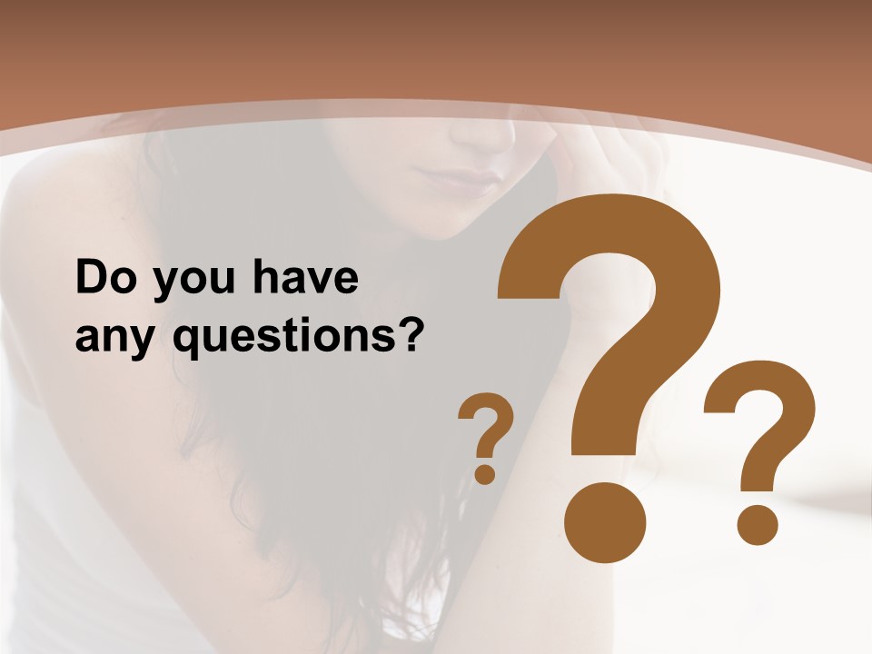 A Woman Sitting On A Bed With Her Hand On Her Head PowerPoint Template